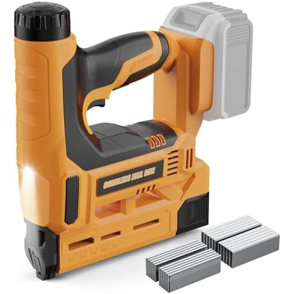Cordless Brad NaileR & sTAPLE gUN FOR dEwALT 20v bATTERY – 2-IN-1 eLECTRIC nAIL gUN WITH aDJUSTABLE dEPTH, bRUSHLESS mOTOR, sAFETY lOCK, led lIGHT, 1000 nAILS & 1000 sTAPLES (tOOL oNLY)