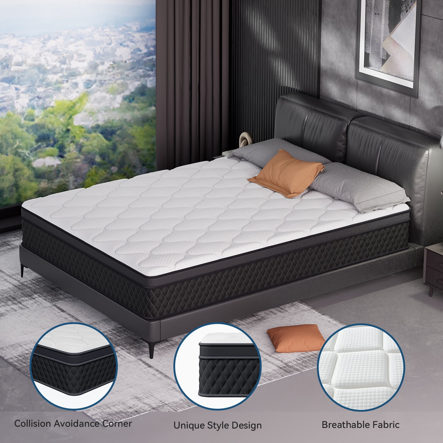 GIANNA Full Size Hybrid Spring Mattress, 12 Inch Medium Firm Mattress with Pocket Coils and Memory Foam, Pressure Relief and Motion Isolation, Breathable and CertiPUR-US Certified