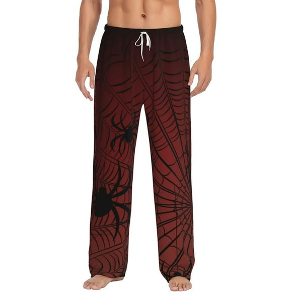 Fotbe Spiders On A Web Men's Classic Pajama Pants with Elastic Waist and Drawstring Pockets，Pajama Pants Mens Lounge Pants Super Soft-Small