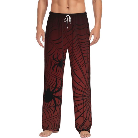 Fotbe Spiders On A Web Men's Classic Pajama Pants with Elastic Waist and Drawstring Pockets,Pajama Pants Mens Lounge Pants Super Soft-Small