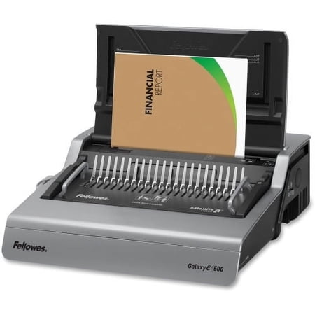 Fellowes Galaxy-E 500 Electric Comb Binding Machine w/ Starter Kit CombBind - 500 Sheet(s) Bind - 28 Punch - Letter - 6.5" x 19.6" x 17.8" - Metallic Silver, Black