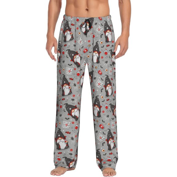 Hirioo Halloween Gnome for Men's PJ Pajama Pants Sleep Pants Men's Home Trousers with Pockets,S-3XL-Small