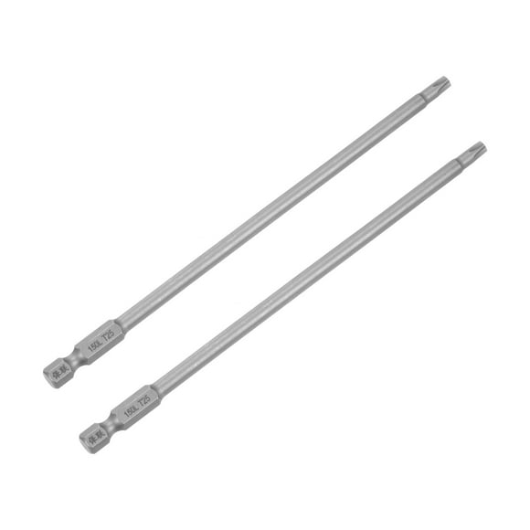 Uxcell 2pcs 1/4" Hex Shank T25 Magnetic Torx Security Screwdriver Bit 150mm Long