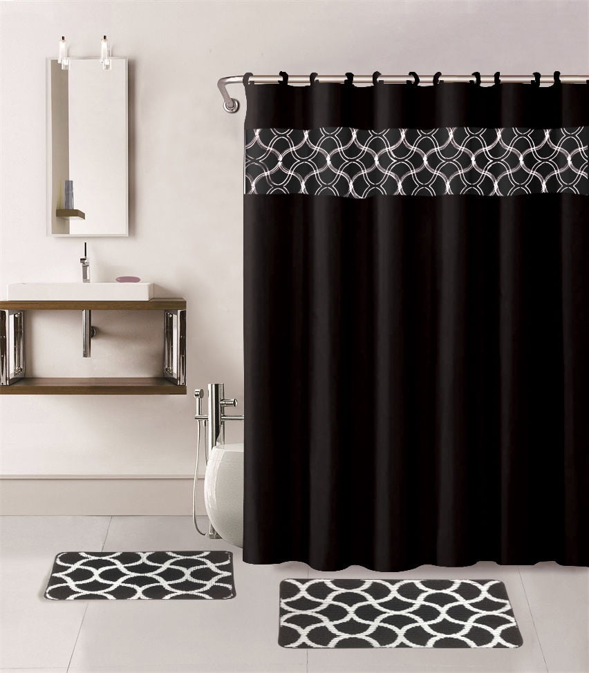 15PC Geometric Black HIGH QUALITY Jacquard Bathroom Bath