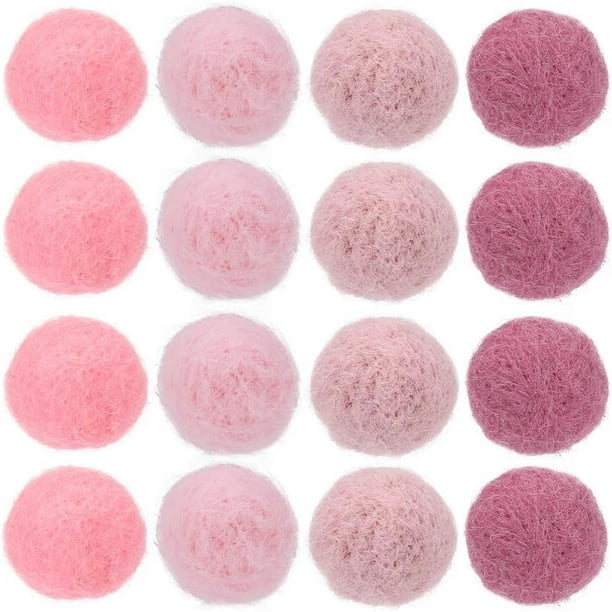 40 bolas de fieltro de lana, pompones de 20 mm, hechos a mano, de color rosa, pequeños y redondos.