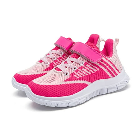 

Little Kid Sneakers 7-8 Years Sneakers Kids Girls Fashion Children Boys Sports Shoes Flat Thick Bottom Lightweight Non Slip Lace Up Hook Loop Colorblock Mesh Upper Comfort Shoes Hot Pink