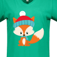 thumbnail image 4 of Inktastic Cute Fox, Fox With Hat And Scarf, Orange Fox Women's V-Neck T-Shirt, 4 of 5