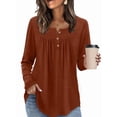 thumbnail image 4 of Camisas de Larga para Mujer, Conjuntos de Otoño, Cuello Redondo, Túnicas Casuales, Blusas de Moda, Ropa de Moda. Marrón Oscuro XXL, 4 of 6