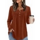 thumbnail image 4 of Camisas de Larga para Mujer, Conjuntos de Otoño, Cuello Redondo, Túnicas Casuales, Blusas de Moda, Ropa de Moda. Marrón Oscuro L, 4 of 6