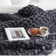 thumbnail image 2 of Large Chunky Knitted Thick Blanket, Yarn Woolen Throw Sofa Blanket, 2 of 4
