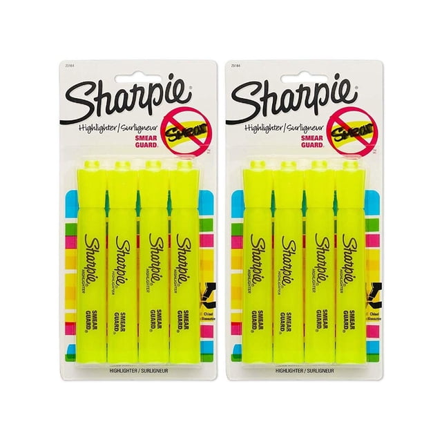 Highlighters Sharpie Accent Tank con punta cincelada amarilla, paquete de 4