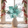 thumbnail image 5 of JeashCHAT Sequin Poinsettia Flower Picks, Christmas Tree Decorations, Fabric Artificial Christmas Flower Stem, Glitter Fake Floral for Vase Xmas Holiday Party Home Decor, 10.24" x 10.82", 5 of 6