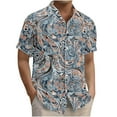 thumbnail image 3 of Yteetum Men's Short Sleeve Shirts Floral Print Hawaiian T Shirt Casual Button Down Short Sleeve Lapel Beach Summer T-Shirts, 3 of 7