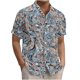 thumbnail image 1 of Blusa y camisa de manga corta con cuello vuelto para hombre, camisa hawaiana informal con estampado floral, camisa de manga corta con solapa, blusa, camisa de poliéster para hombre, 1 of 6