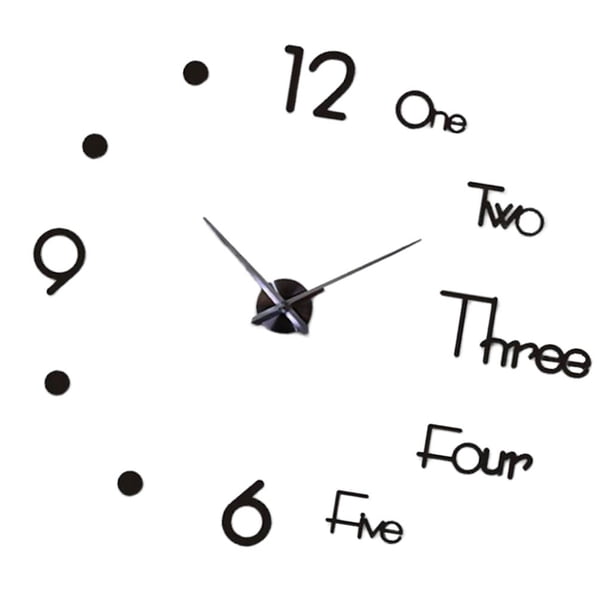 Reloj de pared grande 3D adhesivo, silencioso, sin tictac, sin marco, para bricolaje L