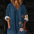 thumbnail image 5 of Uootdi Maxi Dresses for Women Floral Print V Neck Large Patch Pockets Asymmetric Hem Loose Fit Lightweight Summer Dresses Casual Dresses Vacation Style Outfit Gift, 5 of 7