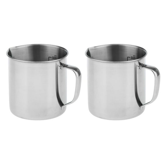 2 Pack Food Grade Stainless Steel Large Measuring Cup Beaker Jug Container for Liquid Food Oil Measurement, 500ml