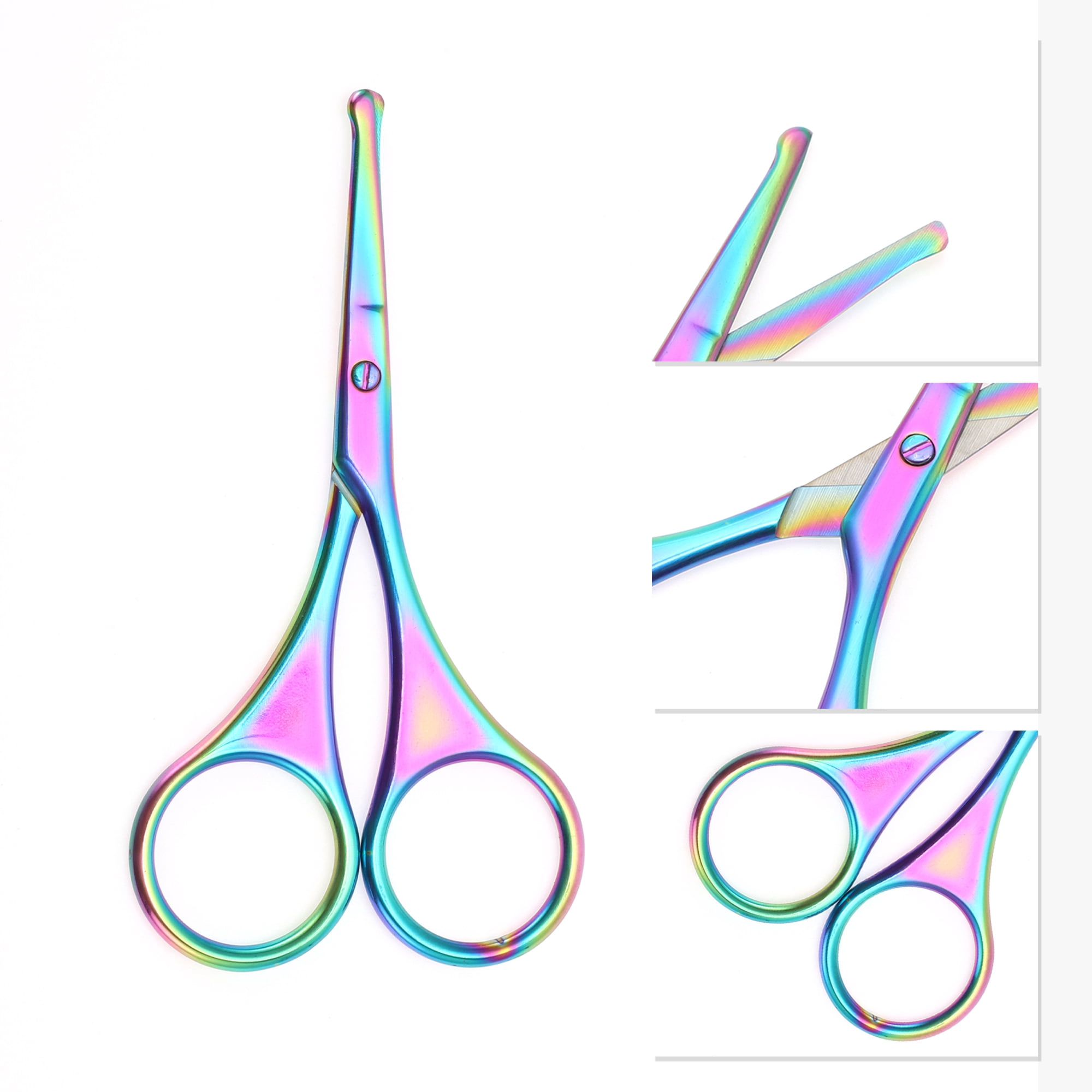 Unique Bargains Round Eyebrow Trimmer Scissors Assorted Color for Grooming