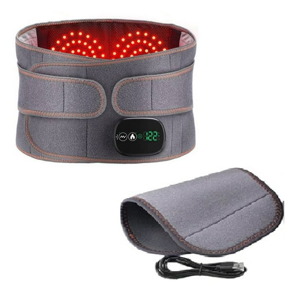 Cinturón de Masaje con Luz Roja y Calefacción, Soporte Lumbar Eléctrico Inteligente, Masajeador de Cintura con Compresa de