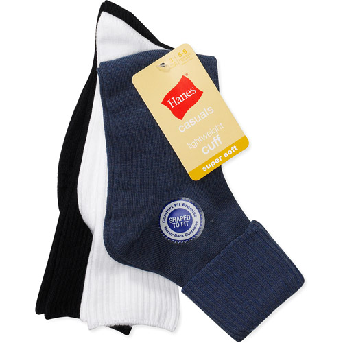  Women's Comfort Casual Cuff Socks, 3 Pairs