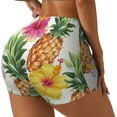 thumbnail image 2 of Xecao Hawaiian Pineappl Print Workout Shorts for Women Soft Smooth Gym Yoga Scrunch Active Tennis Workout Running Shorts, 2 of 9