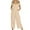 Khaki, variant on Cotton Linen Jumpsuits for Women Solid Color Button up Pockets Relaxed Romper V Neck Short Sleeve Summer Lounge Onesies