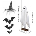 thumbnail image 4 of Halloween Outdoor Decor 5Ft Hanging Swing Ghost With String Lights Witch Hat Party Decor,Tree Porch Yard Garden, 4 of 8