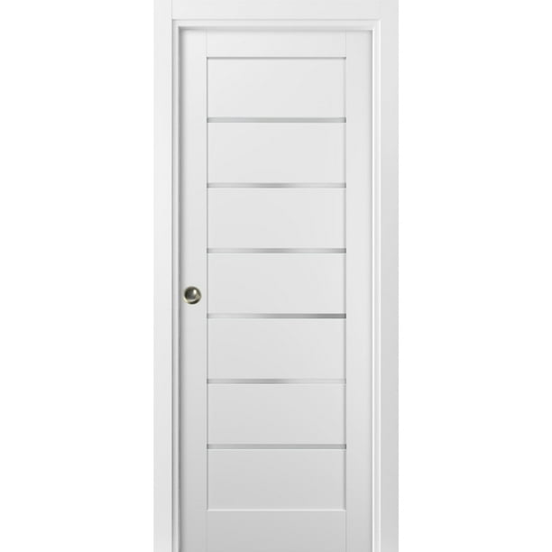 Panel Lite Pocket Door 18 x 80 with Frames Quadro 4117 White Silk