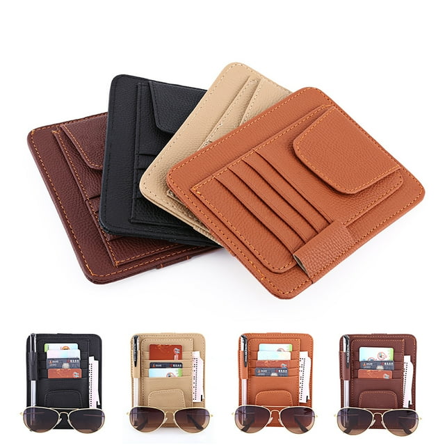 WALFRONT Auto Car Sun Visor Organizer Pouch Bag Card Storage Glasses Holder Clip,Visor Organizer, Visor Card Storage