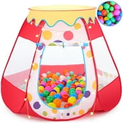 Wilwolfer Kids Ball Pit Play Tent for 1-3 Years Toddlers , Baby Tent with 50 Macaron Balls Indoor OutdoorRed