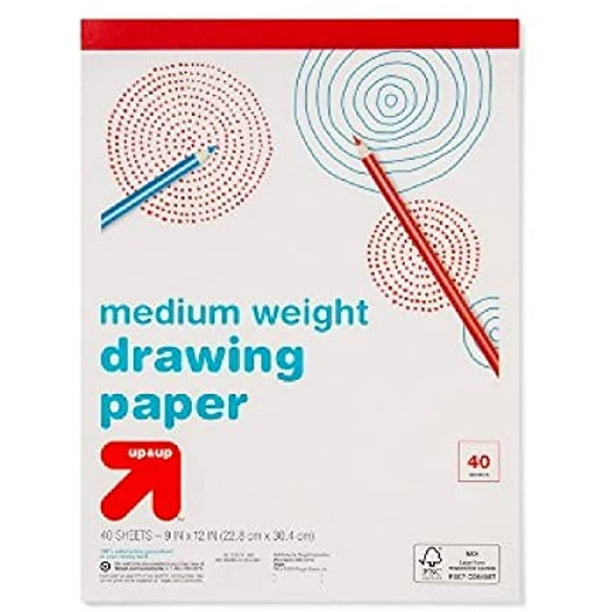 9" x 12" Medium Weight Drawing Paper 40 Sheets White
