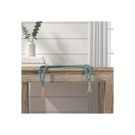 Decorative Wood Garland Accent for Home Decor and Bathroom - Beaded Decoration for Office Room and Living Room Decor - Modern Beads for Shelf and Coffee Table Decor - 1", Blue & Green