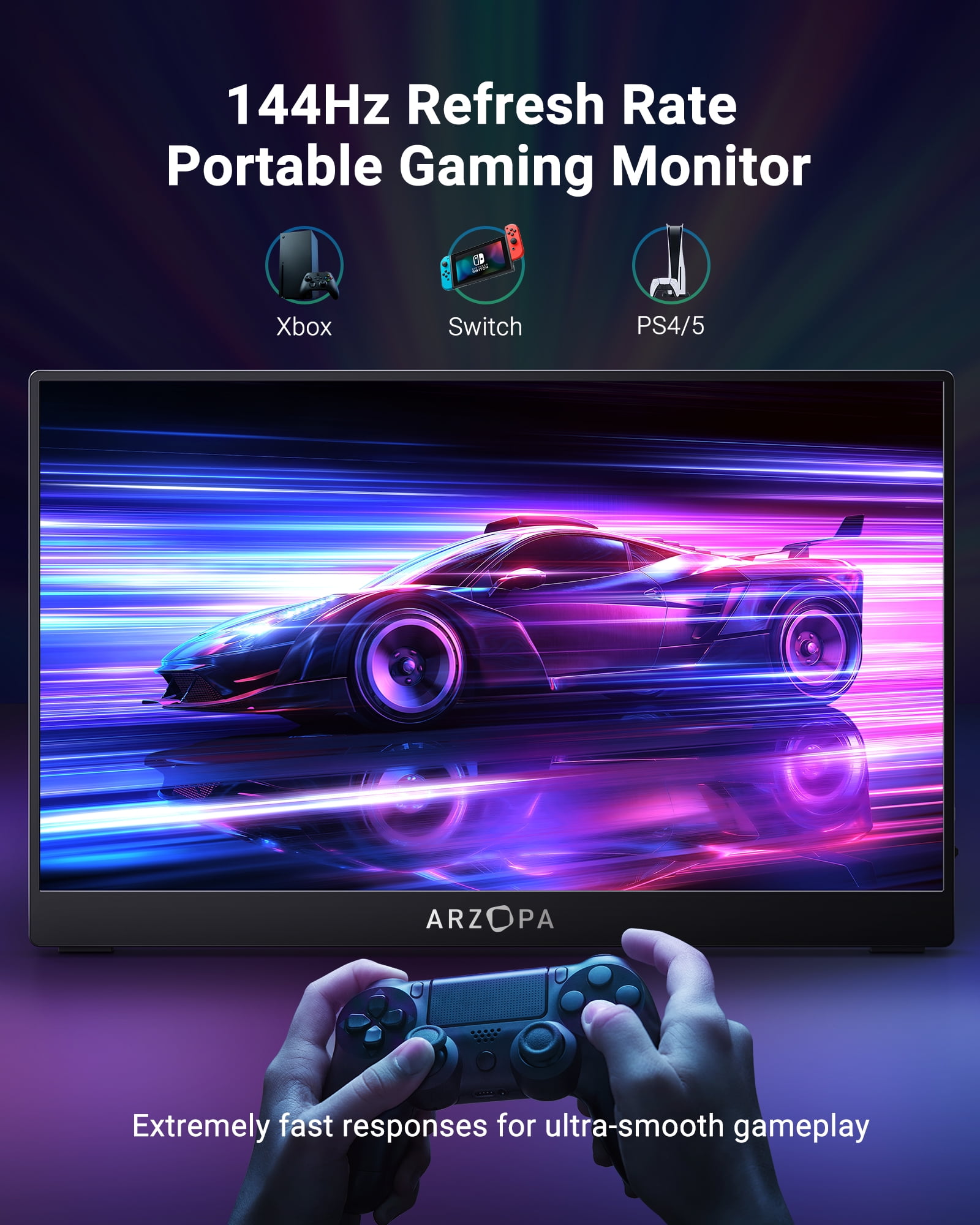 ARZOPA Monitor portátil para juegos de 15.6 144Hz + soporte de monitor  portátil resistente ajustable y plegable