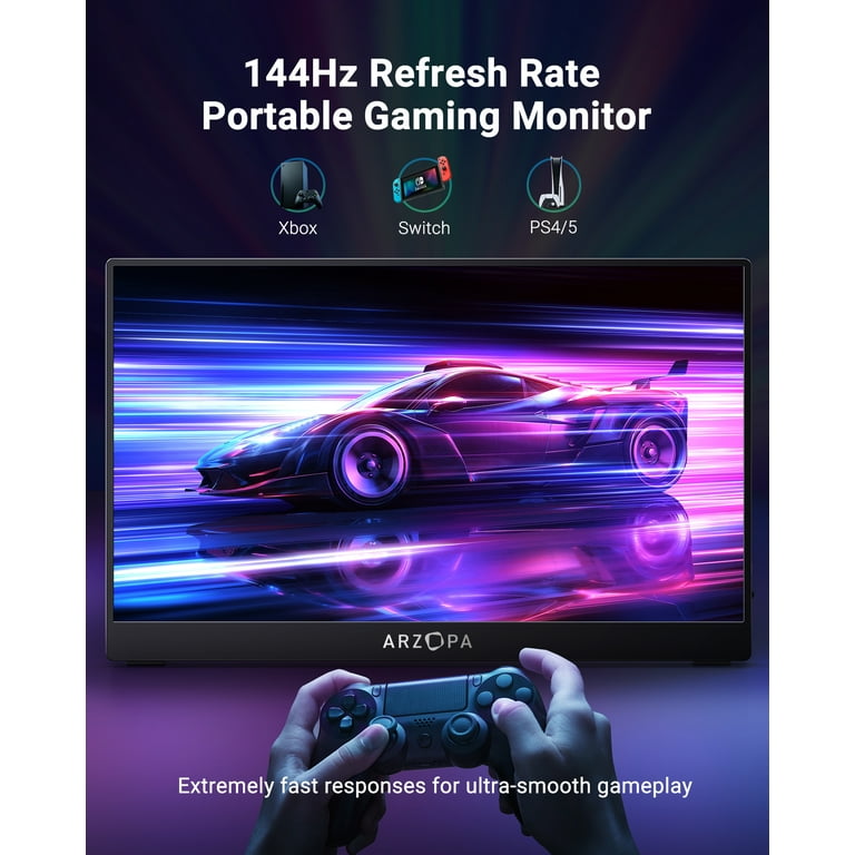  ARZOPA - Monitor portátil para juegos de 15.6 pulgadas y 144  Hz, 100% sRGB 1080P FHD monitor portátil con HDR, ultra delgado, cuidado de  los ojos, segunda pantalla externa para laptop