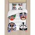 thumbnail image 3 of Kabuki Mask Duvet Cover Set Queen Size, Traditional Chinese Cultural Opera Mask Composition Asian Tribal Art Theme, Decorative 3 Piece Bedding Set with 2 Pillow Shams, Multicolor, by Ambesonne, 3 of 3