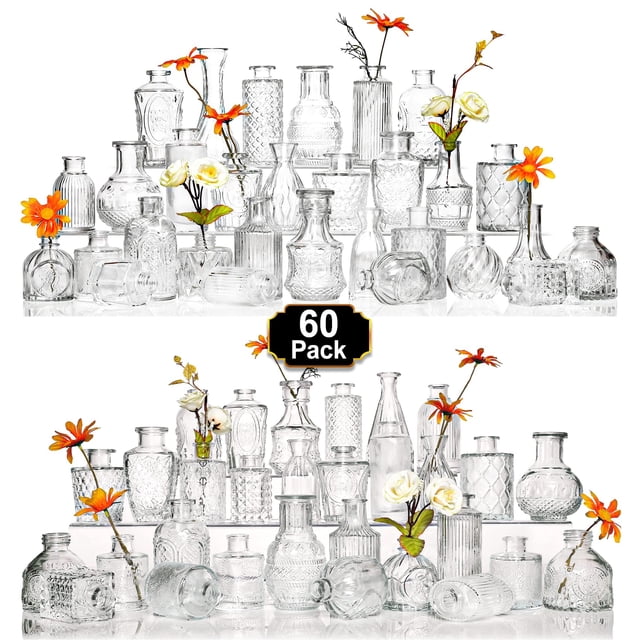 Set de jarrones Glass Bud Arme, 60 unidades, flores a granel de vidrio transparente