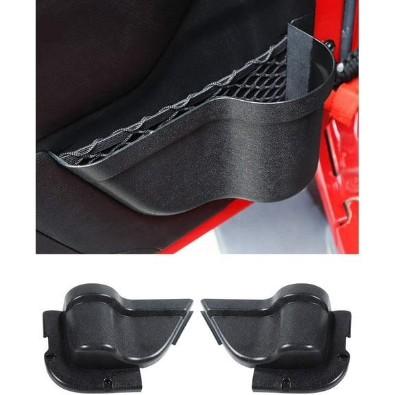 DP3 Front Door Storage Pockets, Door Side Insert Organizer Box for 2011-2018 Jeep Wrangler JK JKU 2/4 Door, Interior Storage Expansion Accessories, Black, 2 PCs