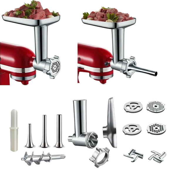 15pcs Meat Grinder Attachment for Kitchenaid Stand Mixer, Meat Grinder for KitchenAid, including 3 Sausage Stuffer Accessory, for Kitchen Aid Stand Mixer Easy to Use and Clean