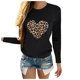thumbnail image 2 of Pntutb Mujeres Día de San Valentín Casual Manga larga O Cuello Estampado de leopardo Top en forma de corazón Pntutb Pntutb-6549, 2 of 4