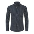 thumbnail image 3 of DDAPJ pyju Men's Printed Button Down Shirts Long Sleeve Regular Fit Dress Shirt Wrinkle Free Formal Wedding Shirts Dark Blue M, 3 of 4