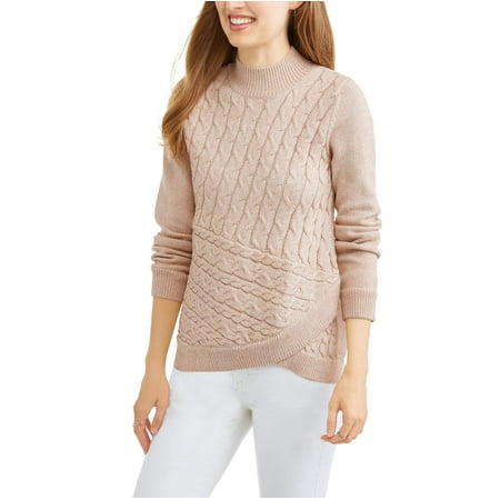 Neck Kit - Heart N Crush Women's Cable Knit Mock Neck Sweater