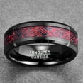 thumbnail image 3 of Men's 8mm Black Tungsten Carbide Wedding Ring Celtic Tungsten Ring Celtic Dragon Inlay Polished Finish Size 5-15, 3 of 5