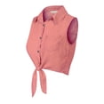 thumbnail image 3 of Made by Olivia Women's Sleeveless Button Down Tie Front Knot Crop Chambray Shirts, 3 of 4