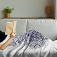 thumbnail image 3 of Koi Fish Soft Flannel Fleece Throw Blanket, Koi Carp Fish Hand-drawn in Dark Blue with a Lotus Flower Mandala Print, Cozy Plush for Indoor and Outdoor Use, 60" x 80", Indigo and White, by Ambesonne, 3 of 5