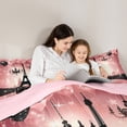 thumbnail image 5 of Castle Fairy Teens Bling Ribbon Bow Twin Comforter Sets,Romantic Eiffel Tower Bedding Set, 5 of 8