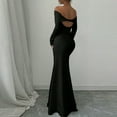 thumbnail image 4 of LWavelet Womens Off Shoulder Long Sleeve Bodycon Maxi Dress Evening Formal Party Dress Black XL, 4 of 5