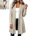 thumbnail image 5 of ZHOGXU Long Cardigans For Women Knit Long Sleeve Pleated Waist Sweater Outerwear Autumn Winter Casual Coat,Beige,L, 5 of 9