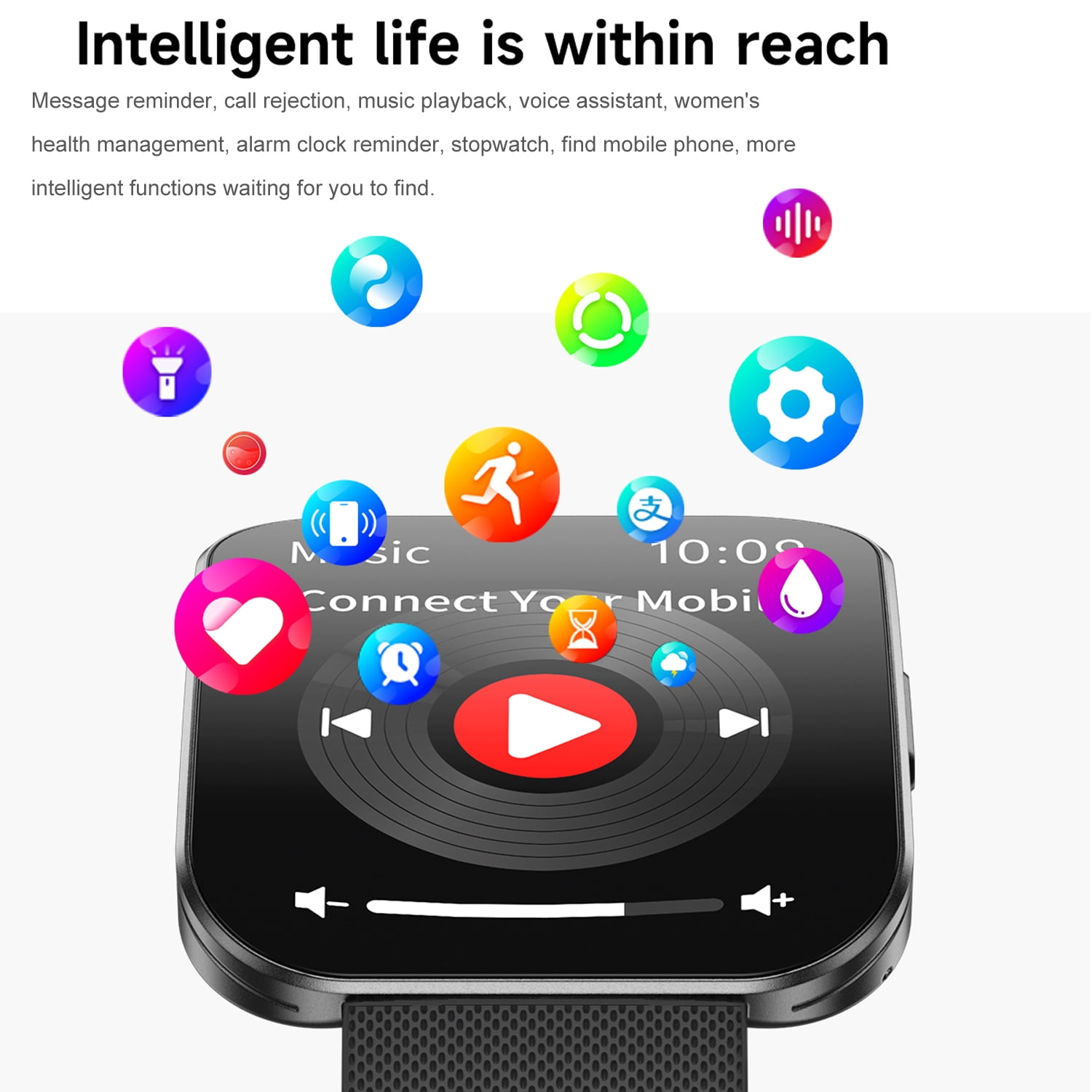 Smart Watch for Men Women, 1.85" AMOLED Display Smartwatch (Answer/Make Calls), 100+ Sports Modes Fitness Tracker, Sleep Monitor, IP68 Waterproof Activity Watch for Android iOS, Black