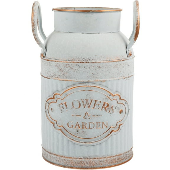 Vintage Metal Flower Vase Galvanized Milk Can Farmhouse Decor