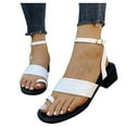 thumbnail image 3 of Clearance VerPetridure Women's Sandals Summer Casual able Open-toe Mid-heel Rubber One-line Buckle Sandals, 3 of 7